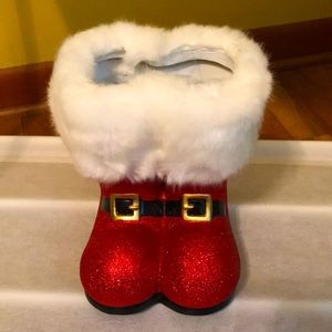 NWT Red Sparkle Santa Boots Decor